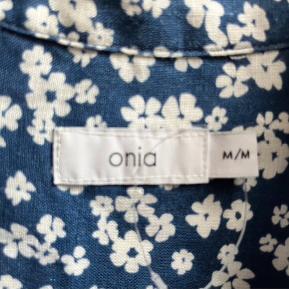 Onia 100% Linen Floral Button Down Shirt Dress Sz M - Picture 7 of 10